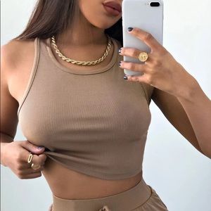 Shein Rib-Knit Crop Tank Top